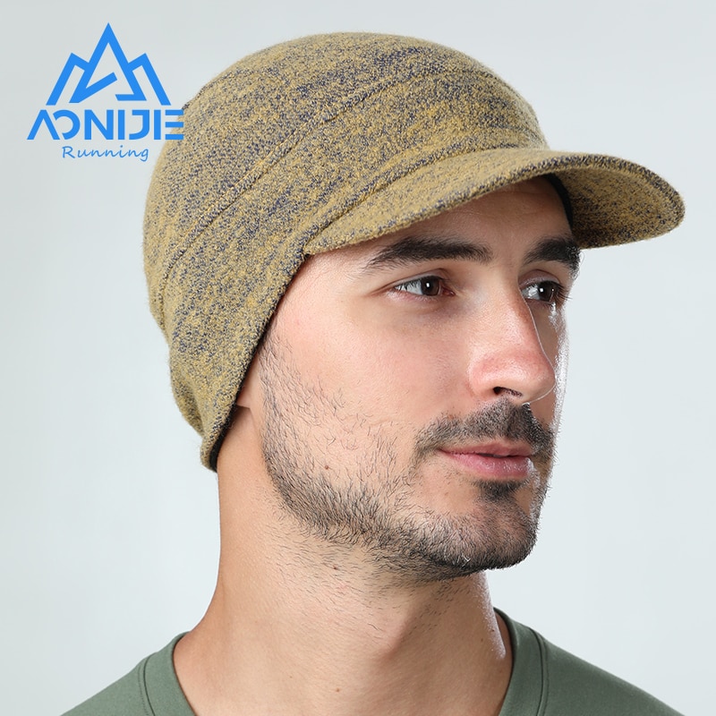 AONIJIE-유니섹스 따뜻한 양모 니트 모자, 짧은 가장자리 야구 모자, 부드러운 승마 모자, 귀를 보호하는 가을 겨울 달리기 하이킹 M33
